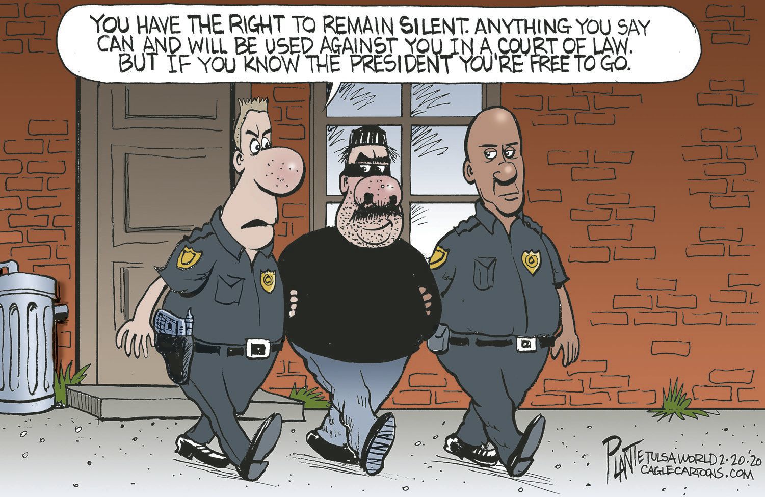 Bruce Plante Cartoon: Trump updates Miranda Rights